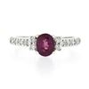 Image 4 : 14k White Gold Oval Pinkish Red Spinel Solitaire & Round Diamond Accents Ring
