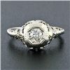 Image 3 : Antique Art Deco Petite 18k Gold European Diamond Filigree Floral Promise Ring