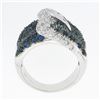 Image 8 : Levian 18k White Gold 1.80 ctw Pave Set Sapphire & Diamond Large Wide Buckle Rin