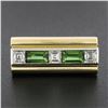 Image 2 : Unisex Vintage 18k Gold 1.10 ctw Baguette Tourmaline & Square Diamond Band Ring