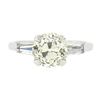 Image 5 : Platinum GIA Light Yellow European & Tapered Baguette Diamond Engagement Ring