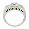 Image 8 : Antique Art Deco 18k Gold.70 ctw 3 Stone European Diamond Filigree Engraved Ring