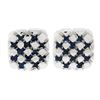 Image 5 : 18k White Gold 0.36 ctw Mosaic Prong Set Sapphire Cushion Shape Stud Earrings