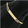 Image 4 : 14k Gold 6.25" Engravable ID Chain Bracelet w/ Diamond Interlocking Circle Side