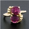 Image 2 : Vintage 14k Gold 3.50 ctw Round Cabochon Purple Pink Tourmaline Open Work Bow Ri
