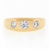Image 4 : Mens Antique Victorian 14K Gold 0.80 ctw European Diamond 3 Stone Gypsy Band Rin