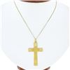 Image 1 : Vintage 18k Yellow Gold Large Hand Engraved Matte Cross Pendant w/ 18.5" Chain