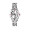Image 2 : Rolex Ladies Stainless Steel 26MM Silver Index Dial Diamond And Ruby Bezel Date