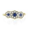 Image 4 : Vintage British 9k Gold Round White & Blue Cubic Zirconia 3 Flower Cluster Ring