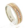 Image 9 : Vintage Mens 14k Multi Tone Gold 0.10 ctw Channel Set Diamond Grooved Band Ring
