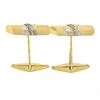 Image 4 : Men's 14K TT Gold 0.10 ctw Pave Diamond Textured Wrapped Bar Swivel Cuff Links
