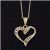 Image 7 : 10k Yellow Gold 0.26 ctw Channel Set Round Diamond Open Heart Pendant Necklace