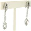 Image 2 : NEW 18k White Gold 0.95 ctw Round Baguette Diamond Drop Dangle Marquise Earrings