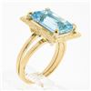 Image 9 : Vintage 14k Gold 4.72 ctw Emerald Cut Aquamarine w/ Textured Frame Solitaire Rin