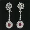 Image 2 : Vintage 14k Gold GIA Burma NO HEAT Ruby Diamond Flower Dangle Statement Earrings