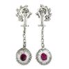 Image 5 : Vintage 14k Gold GIA Burma NO HEAT Ruby Diamond Flower Dangle Statement Earrings