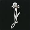 Image 2 : 14k White Gold 10.5mm Tahitian Pearl & Pave Diamond Detailed Flower Brooch Pin