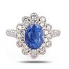 Image 1 : 4.10 ctw UNHEATED Blue BURMESE Sapphire and 1.18 ctw Diamond Platinum Ring (GIA