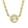 Image 1 : NEW 14k Yellow Gold .20 ctw Round Bezel Diamond Solitaire Pendant Adjustable Cha