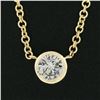Image 3 : NEW 14k Yellow Gold .20 ctw Round Bezel Diamond Solitaire Pendant Adjustable Cha