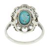 Image 7 : Antique Victorian 18k Gold Oval Cabochon Turquoise w/ Mine Cut Diamond Halo Ring
