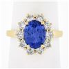 Image 1 : NEW 14k Yellow Gold 2.86 ctw Oval Violet Blue Tanzanite Round Diamond Halo Ring