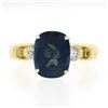 Image 4 : 18k Gold Platinum 3.70 ctw GIA Cushion Dark Bluish Green Sapphire w/ Diamond Rin