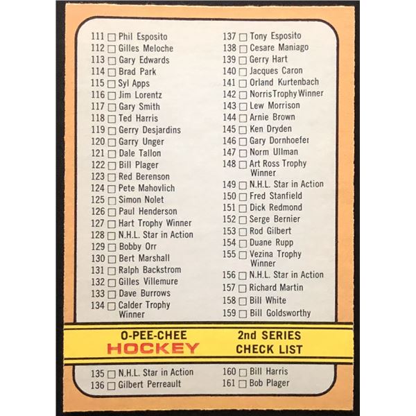 1972-73 O-PEE-CHEE 2nd SERIES CHECKLIST ERROR CARD