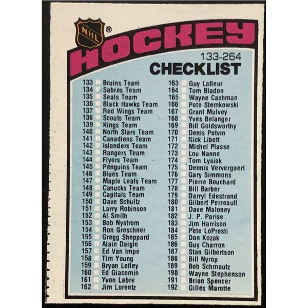 1976-77 O-PEE-CHEE CHECKLIST