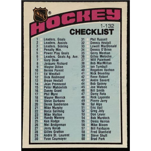 1976-77 O-PEE-CHEE CHECKLIST