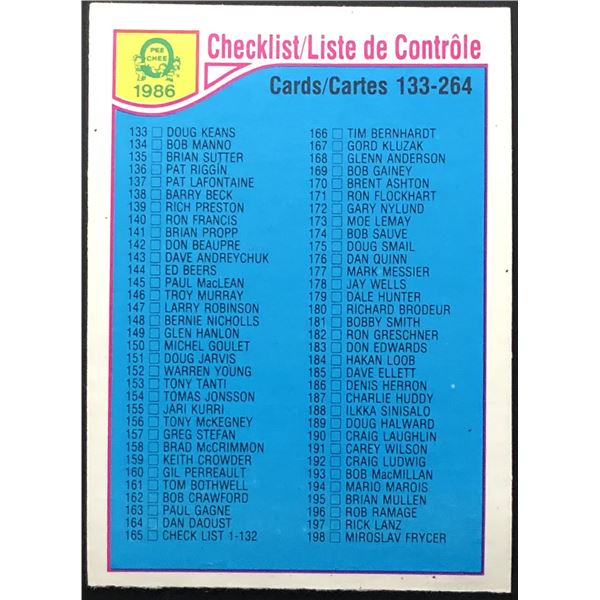 1985-86 O-PEE-CHEE CHECKLIST