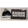 Image 1 : BRAND NEW LAS VEGAS RAIDERS TOQUE AND TIN SIGN