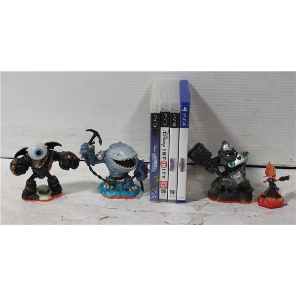 FLAT OF PS4 & PS3 SKYLANDER GAMES & FIGURES  & TWO