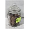JAR OF CANADIAN UNSORTED COPPER PENNIES