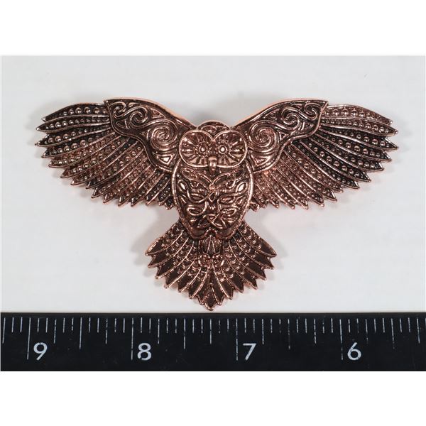NEW ROSE GOLD TONE METAL CELTIC OWL FRENCH CLIP