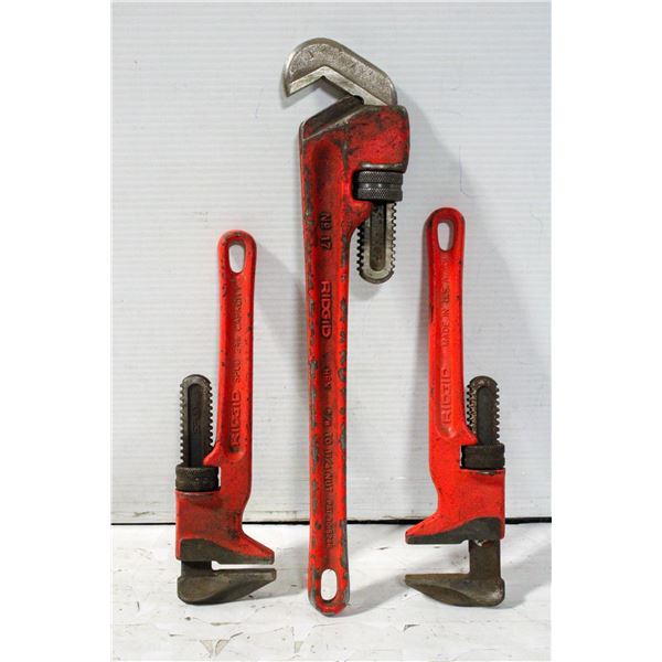 3 LARGE RIDGID PIPE WRENCHES - ESTATE