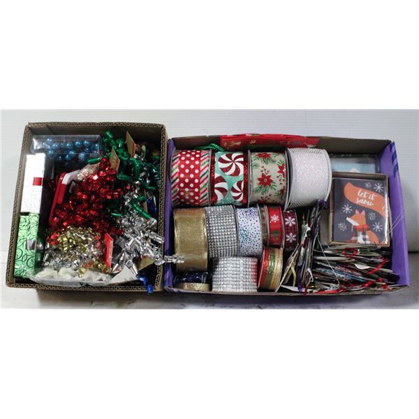 RIBBON, TAGS, CARDS & MORE - 2 BOXES