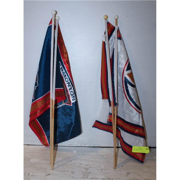 4 OILERS NHL FLAGS ALL TOGETHER-ESTATE