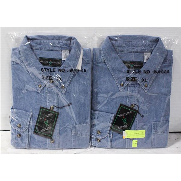 NEW MEN'S SHIRTS 2 DENIM SHIRTS SIZE XL