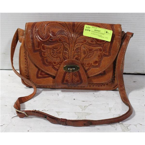 VINTAGE TOOLED LEATHER COWGIRL PURSE-ESTATE