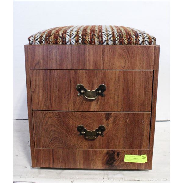 VINTAGE STOOL WITH WHEELS & DRAWERS