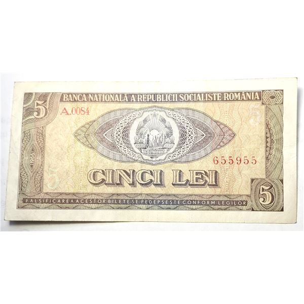 11)  FROM 1966 ROMANIA, 5 LEI BANKNOTE.