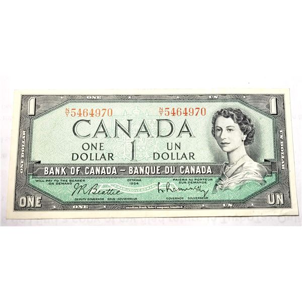 13)  CANADIAN $1.00 BANKNOTE FROM 1954.
