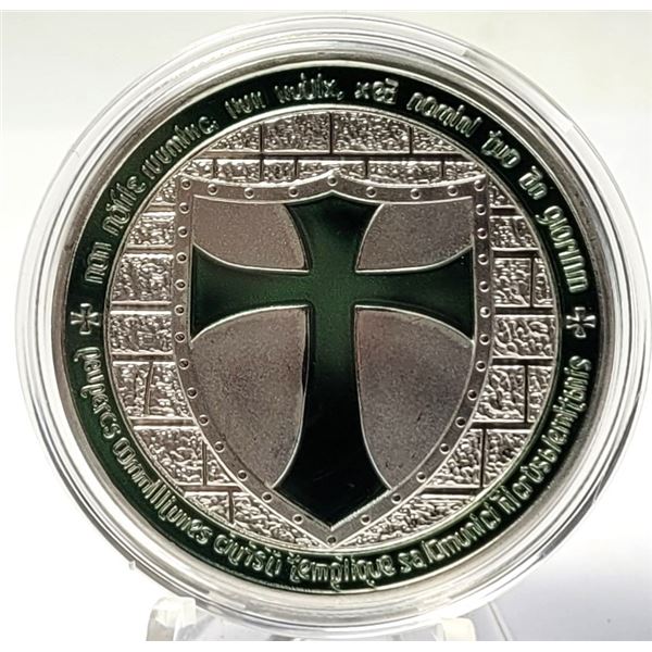 18)  SILVER TONE WITH GREEN ENAMEL,