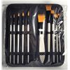 Image 1 : 6)  SET OF 10 ARTISTS' BRUSHES IN ZIP UP MESH