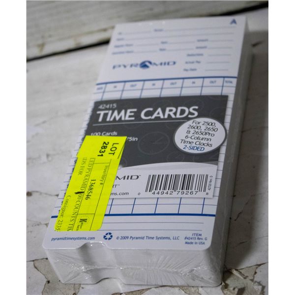 SEALED PYRAMID 300 COUNTS TIME CARDS FOR
