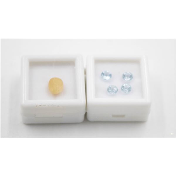 #73-SKY BLUE TOPAZ 2.60CT & YELLOW OPAL 1.54 CT