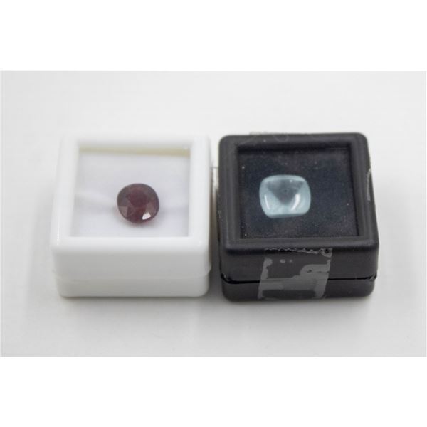 #189-NATURAL AQURMARINE 3.45CT & GARNET 5.5CT