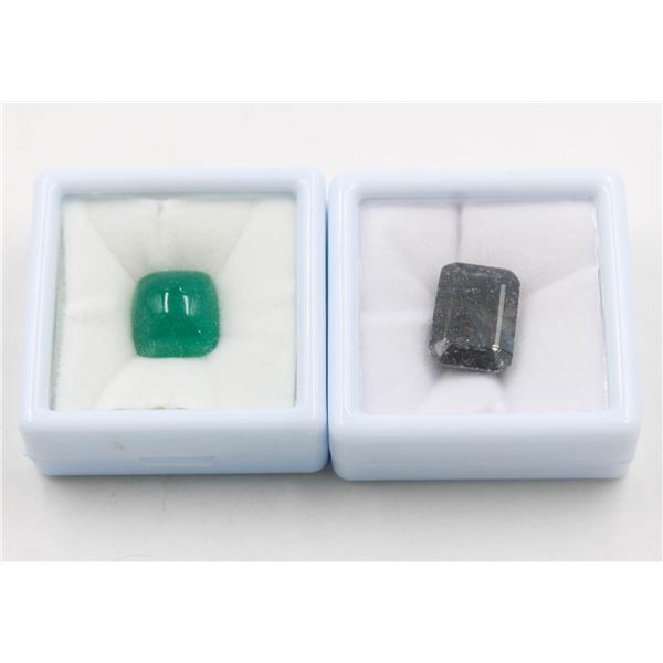 #109-GREEN AGATE 10.00CT & SAPPHIRE 19.00CT