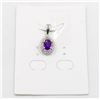 Image 1 : #231-NATURAL PURPLE AMETHYST & CZ PENDANT
